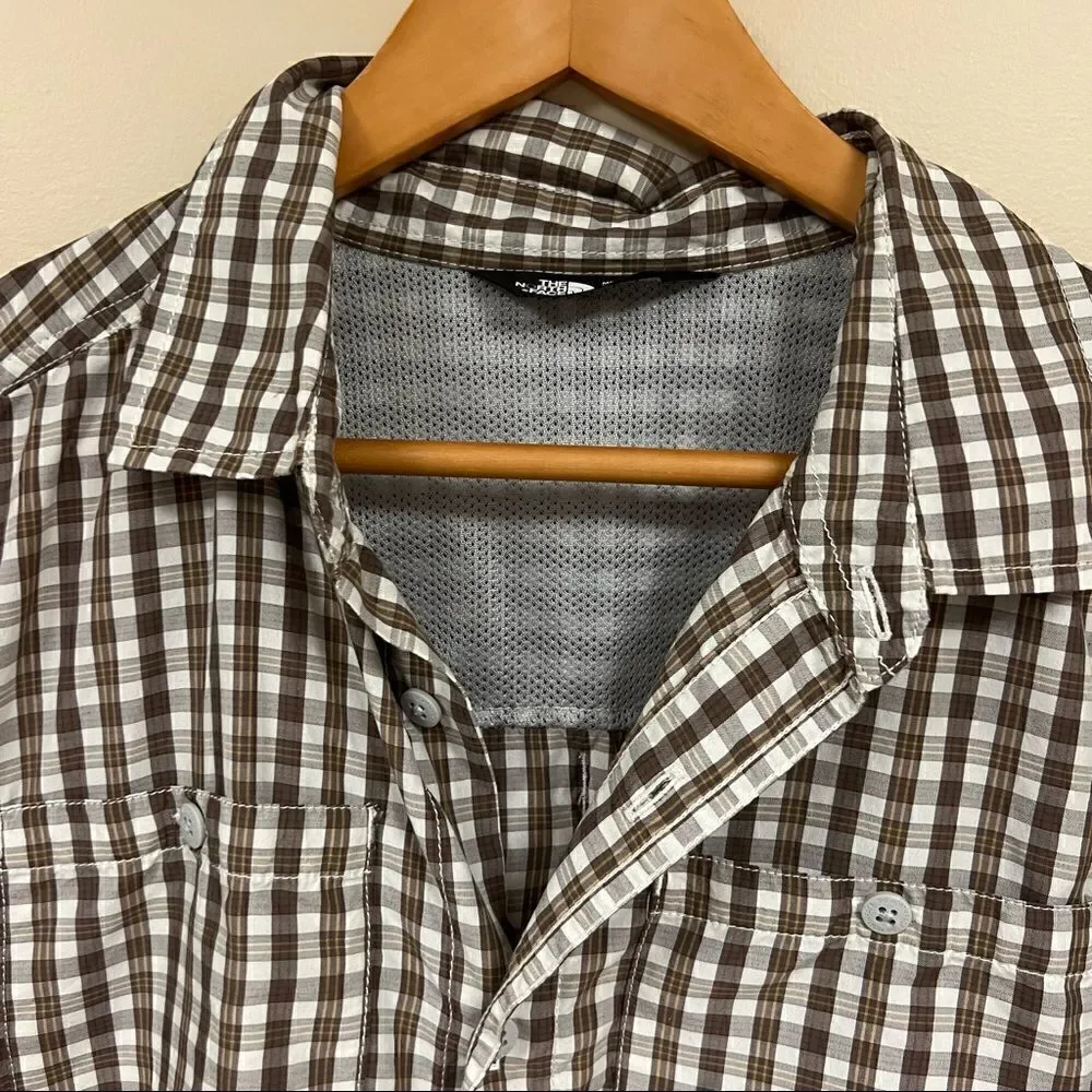 The North face brown lightweight plaid button down M